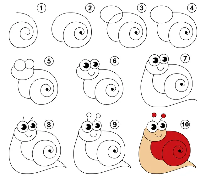 Coloriage Dessin Facile Un Escargot Snail Animal - Dessin facile à imprimer