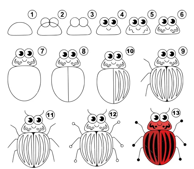 Coloriage Dessin Facile Une Coccinelle - Dessin facile à imprimer