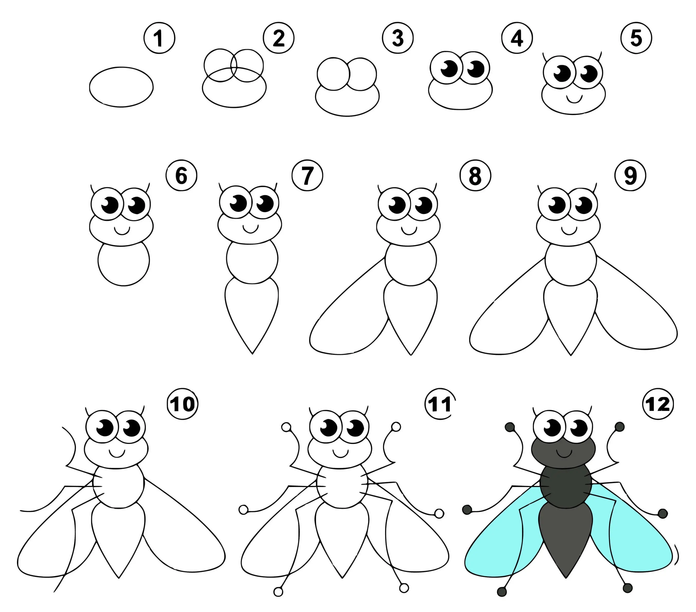 Coloriage Dessin Facile Une Mouche - Dessin facile à imprimer