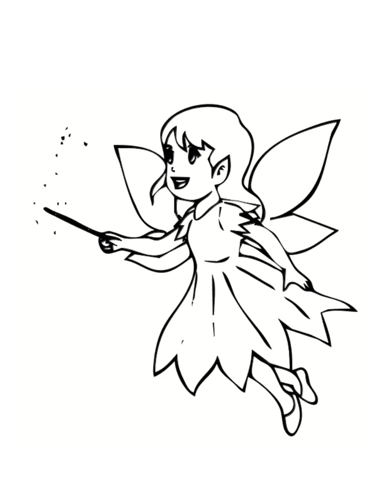 Coloriage Dessin Fée Facile - Fée à imprimer
