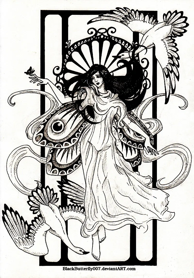 Coloriage Dessin Inspiration Art Nouveau3 - Art à imprimer