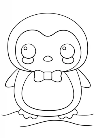 Coloriage Dessin Kawaii Pinguin - Dessin à imprimer