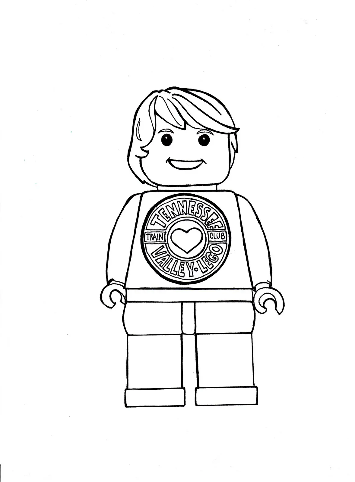 Coloriage Personnage Lego avec accessoires colorés - Lego à imprimer