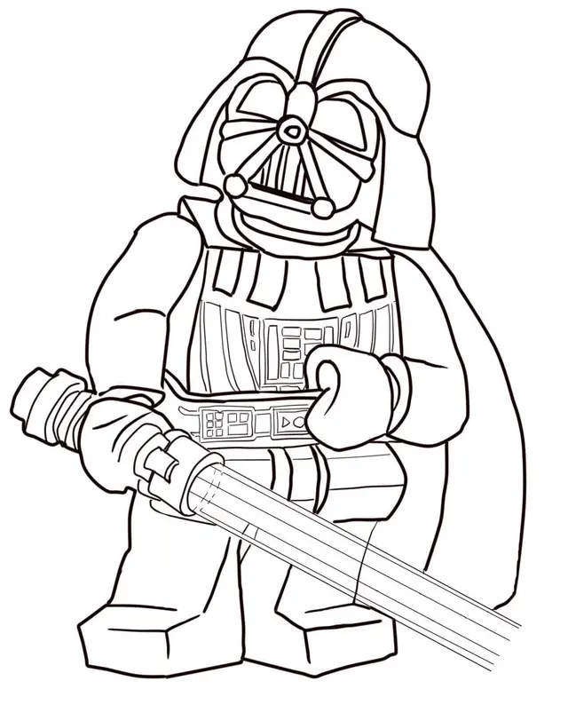 Coloriage Brique Lego géante avec minifigurines joyeuses - Lego à imprimer