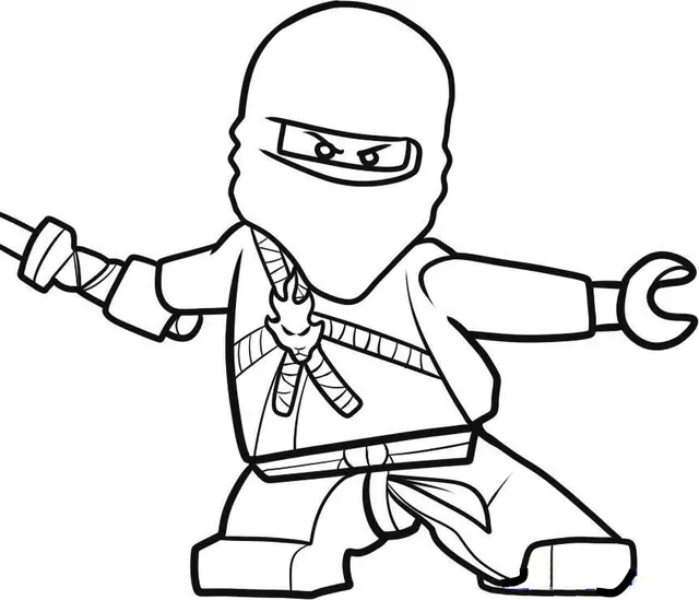Coloriage Ninja Lego en position de combat - Lego à imprimer