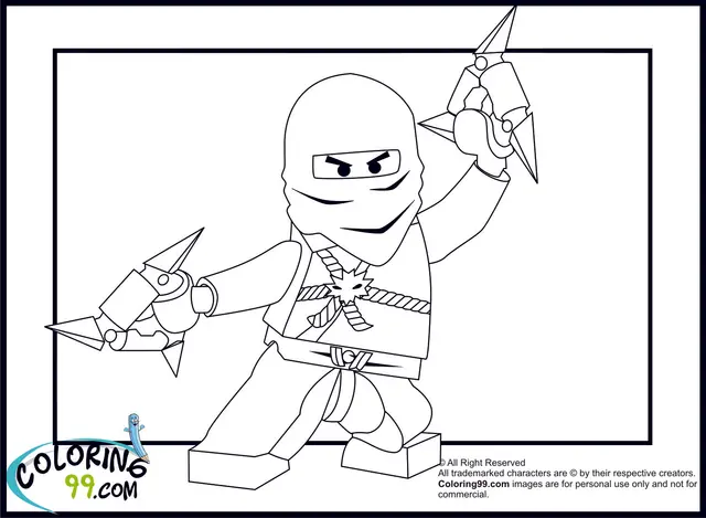 Coloriage Figurine Lego souriante avec accessoires - Lego à imprimer