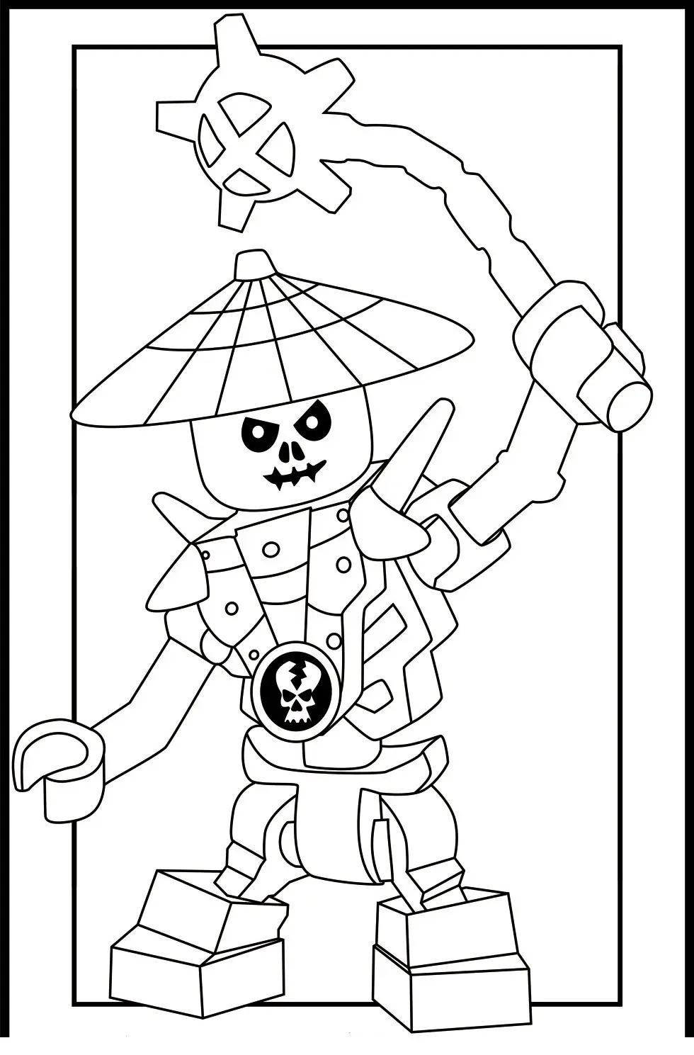 Coloriage Minifigurine Lego avec accessoires détaillés - Lego à imprimer