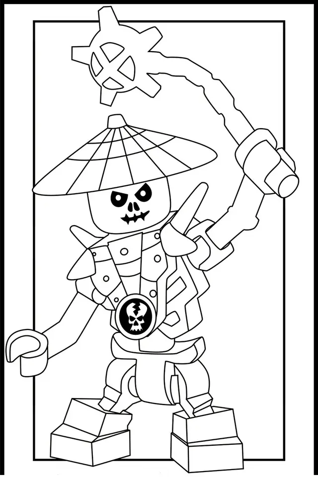 Coloriage Minifigurine Lego avec accessoires détaillés - Lego à imprimer