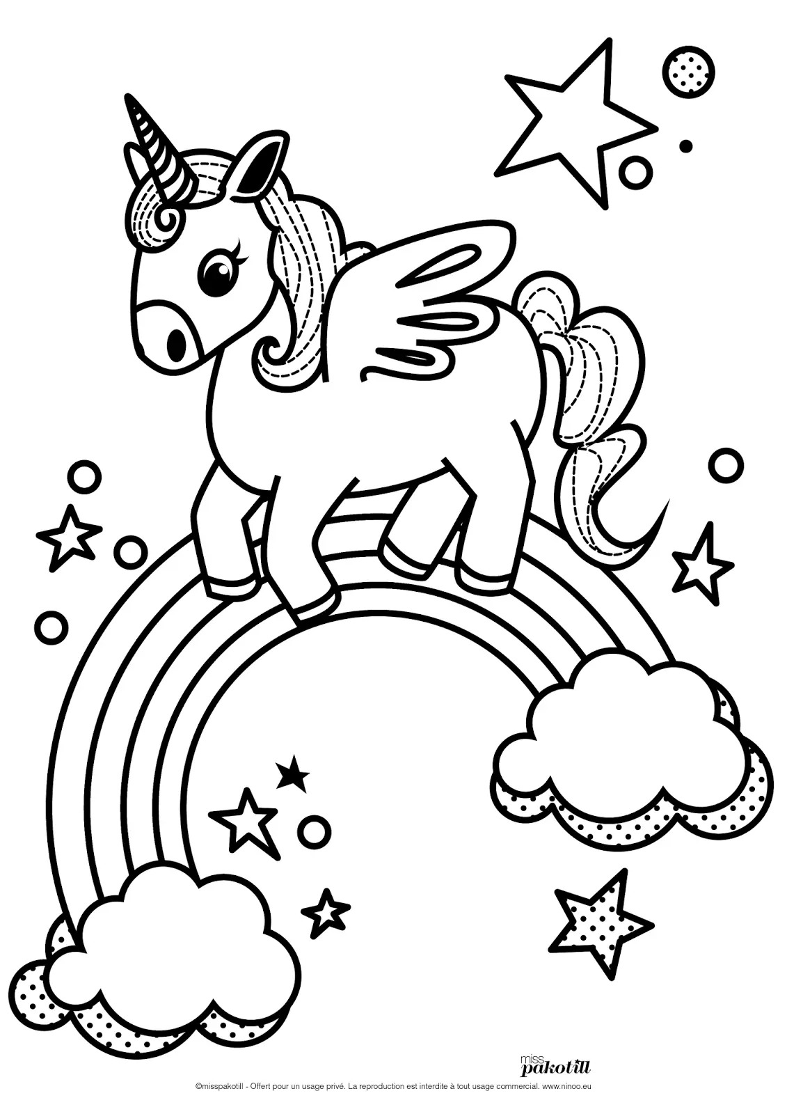 Coloriage Dessin Licorne Arc En Ciel - Dessin à imprimer