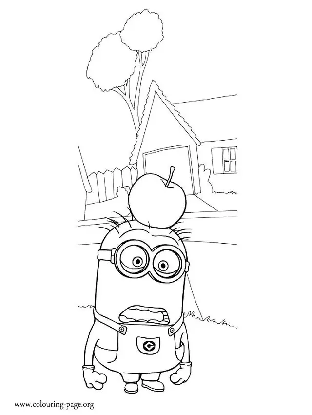 Coloriage Dessin Minion Avec Une Pomme - Minions à imprimer