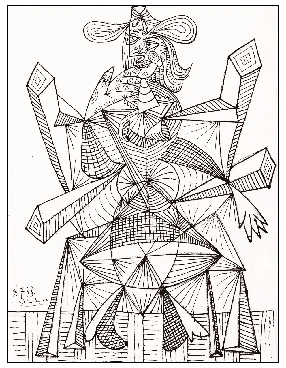 Coloriage Composition cubiste en noir et blanc - Art à imprimer