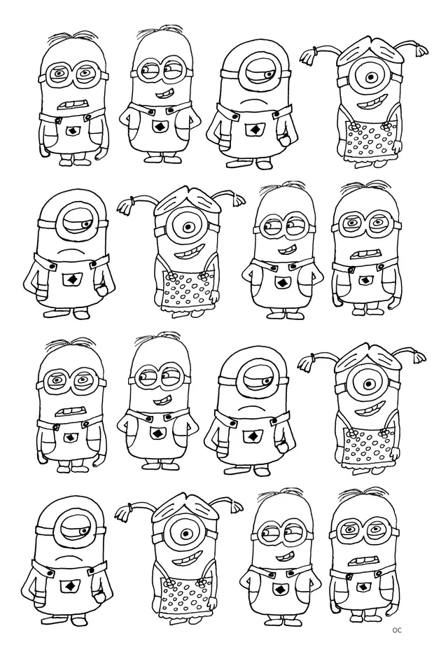 Coloriage Dessin Nombreux Minions - Minions à imprimer