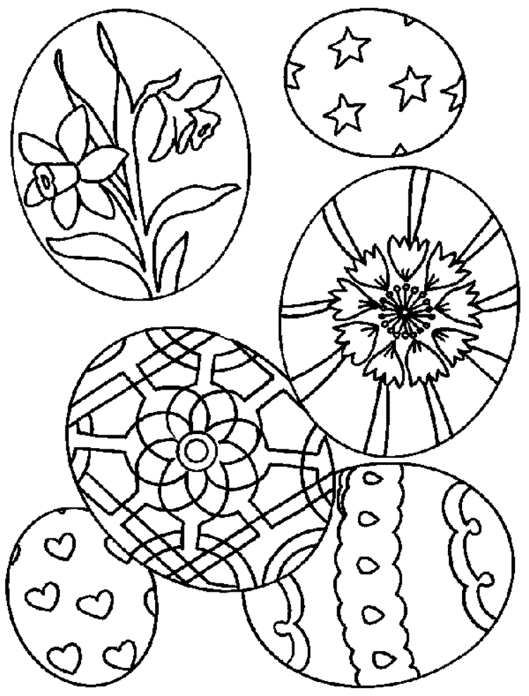 Coloriage Lapin de Pâques avec œuf fleuri - Pâques à imprimer