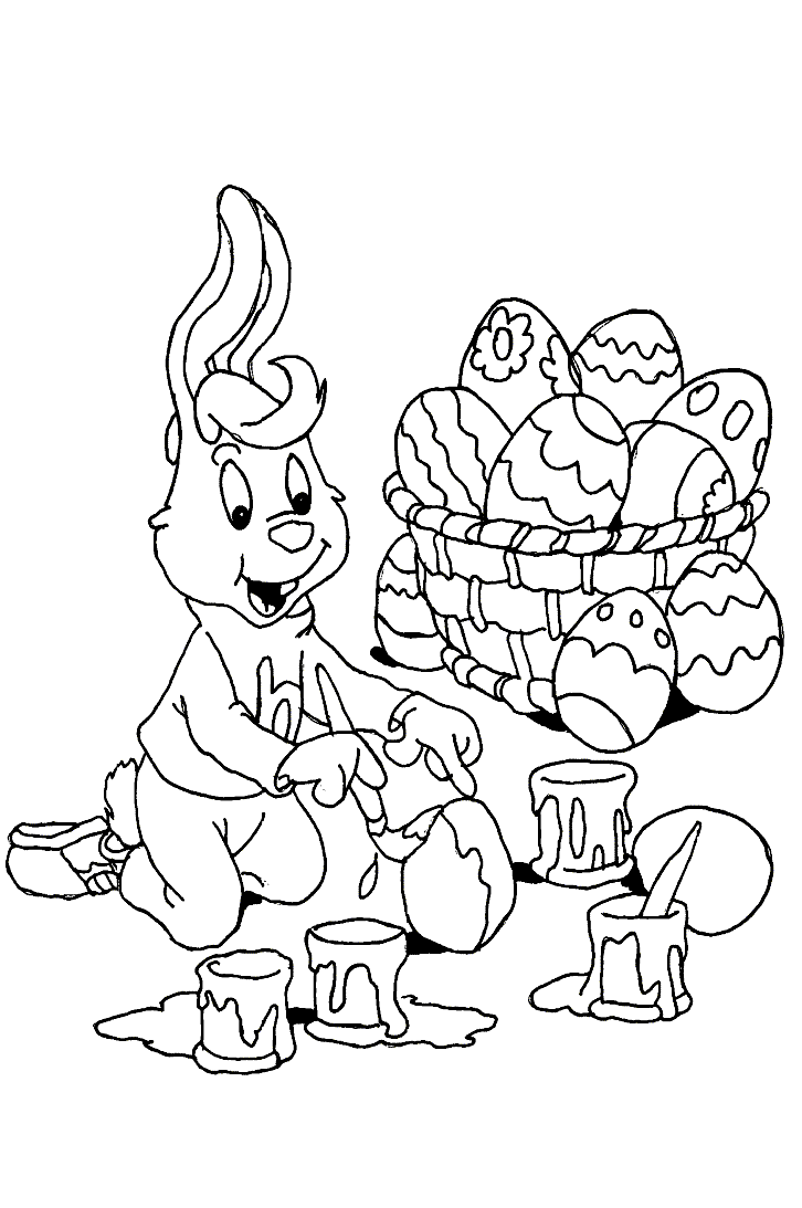 Coloriage Poussins au panier de Pâques - Pâques à imprimer