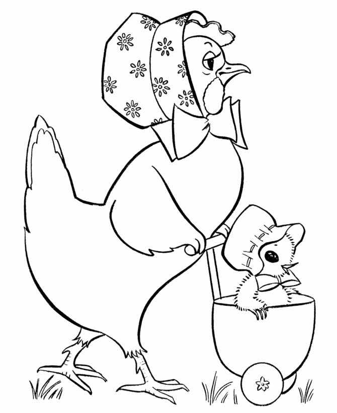 Coloriage Lapereaux jouant dans un jardin de Pâques - Pâques à imprimer