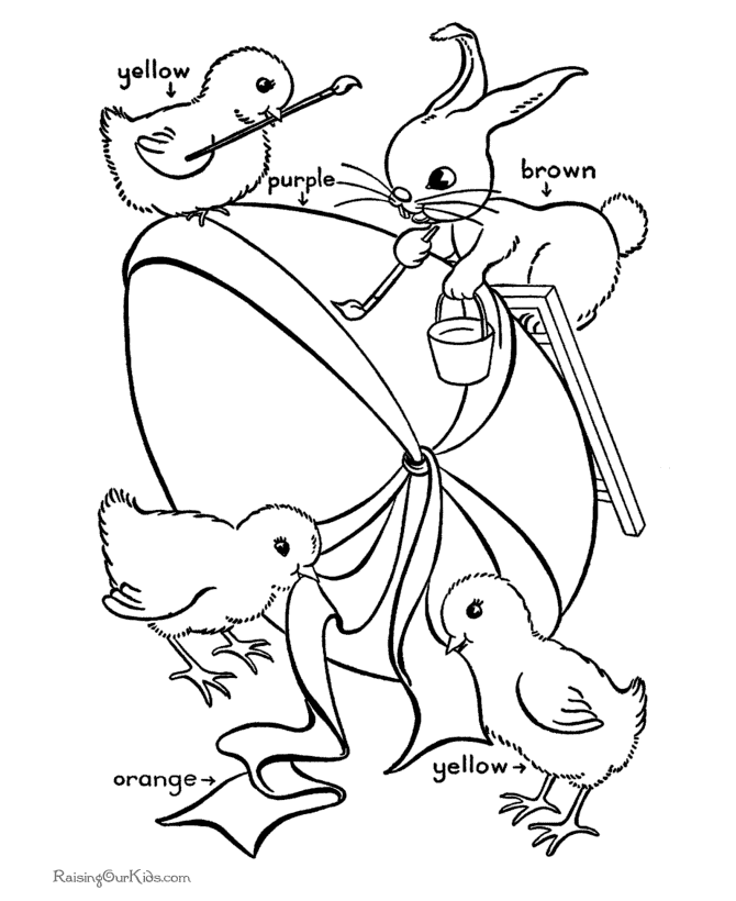 Coloriage Scène pascale avec fleurs et papillons - Pâques à imprimer
