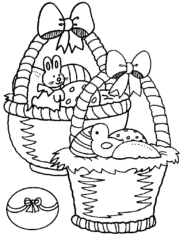 Coloriage Poussin dans un nid de Pâques fleuri - Pâques à imprimer