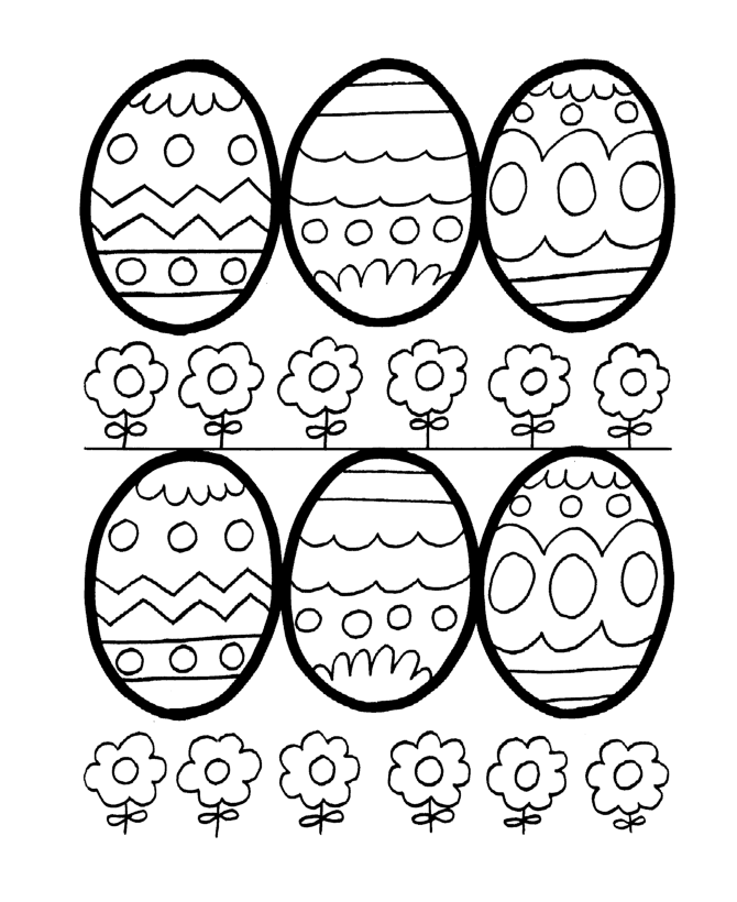 Coloriage Chasse aux œufs de Pâques en jardin - Pâques à imprimer