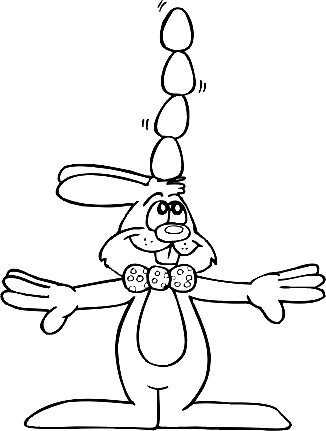 Coloriage Chasse aux œufs de Pâques en jardin - Pâques à imprimer