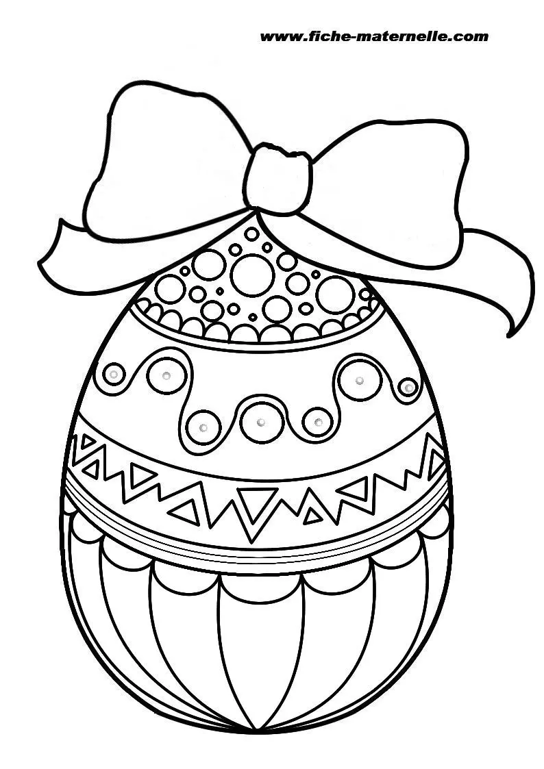 Coloriage Panier de Pâques rempli d'œufs - Pâques à imprimer