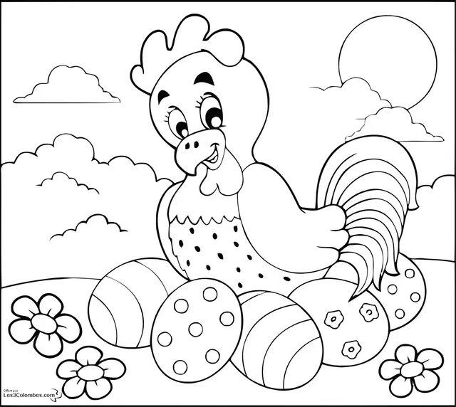 Desenho de Caça aos Ovos de Páscoa para colorir