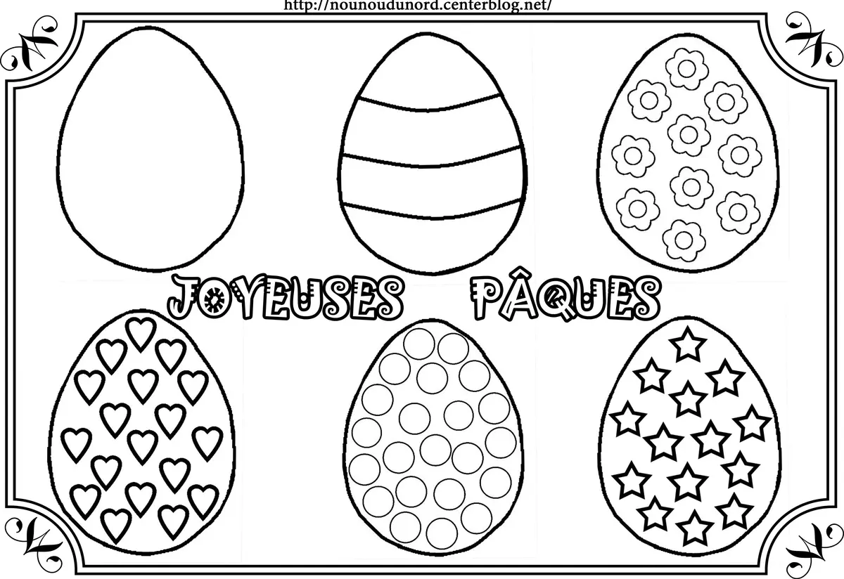 Coloriage Œufs de Pâques décorés à colorier - Pâques à imprimer