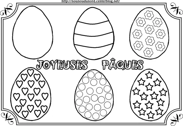 Desenho de Ovos de Páscoa decorados para colorir para colorir