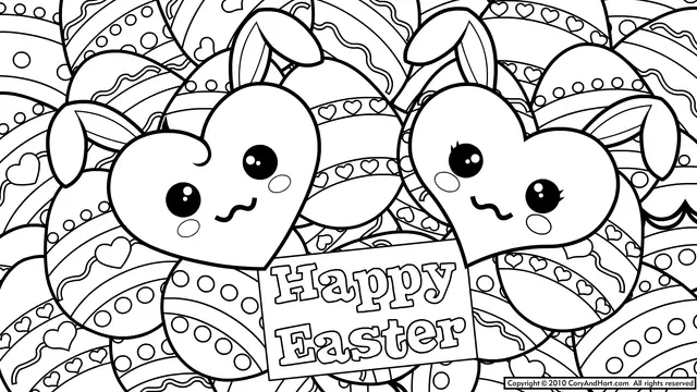 Desenho de Coelho da Páscoa com cesta de ovos para colorir