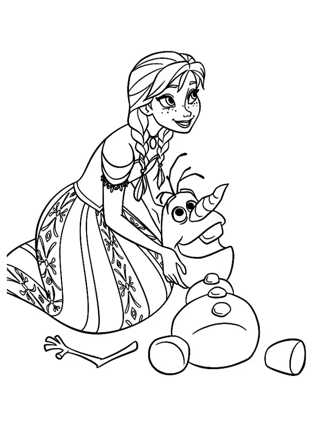 Coloriage Dessin Reine Neige Disney Ana Olaf - La Reine des neiges à imprimer