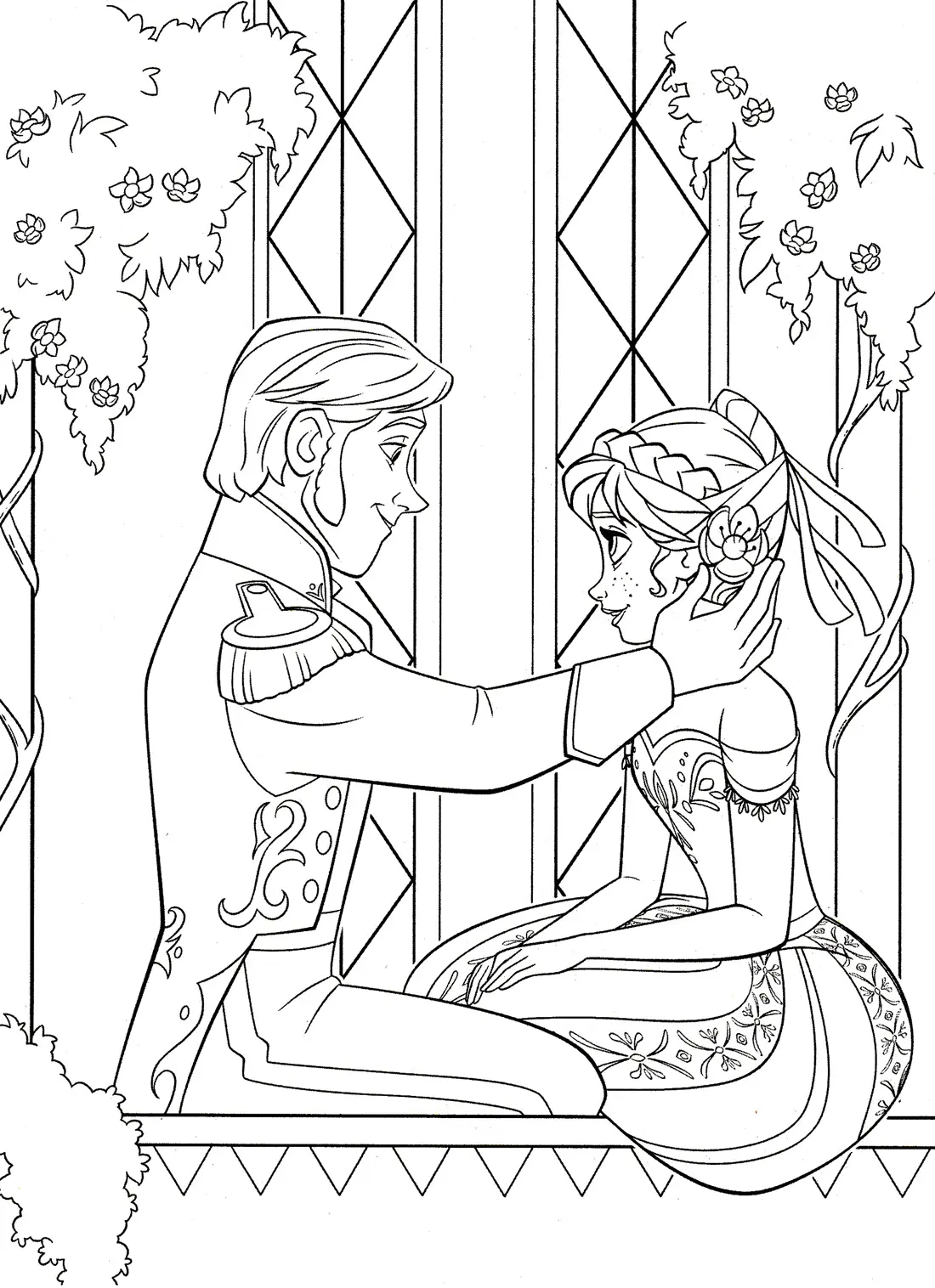 Frozen Queen Anna and Hans coloring page to print