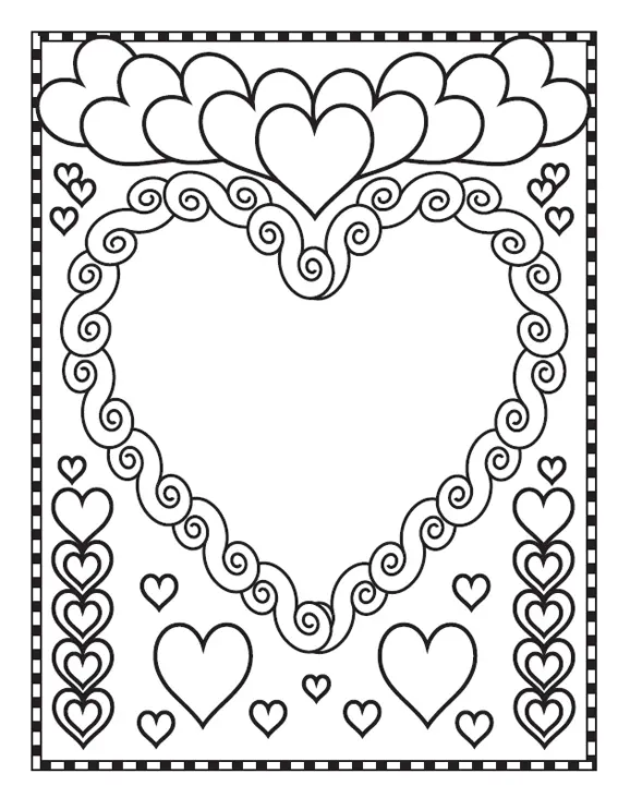 Coloriage Cœur de Saint-Valentin avec fleurs romantiques - Saint-Valentin à imprimer