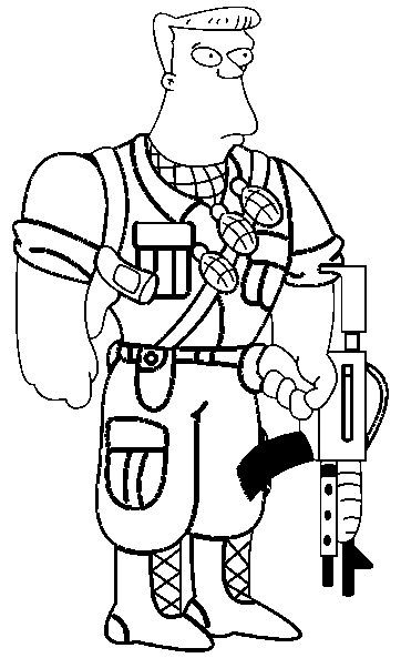 Coloriage Dessin Simpson Mc Bain En Militaire Arme - Simpson à imprimer