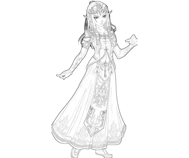 Coloriage Link à l'épée dans Zelda - Zelda à imprimer