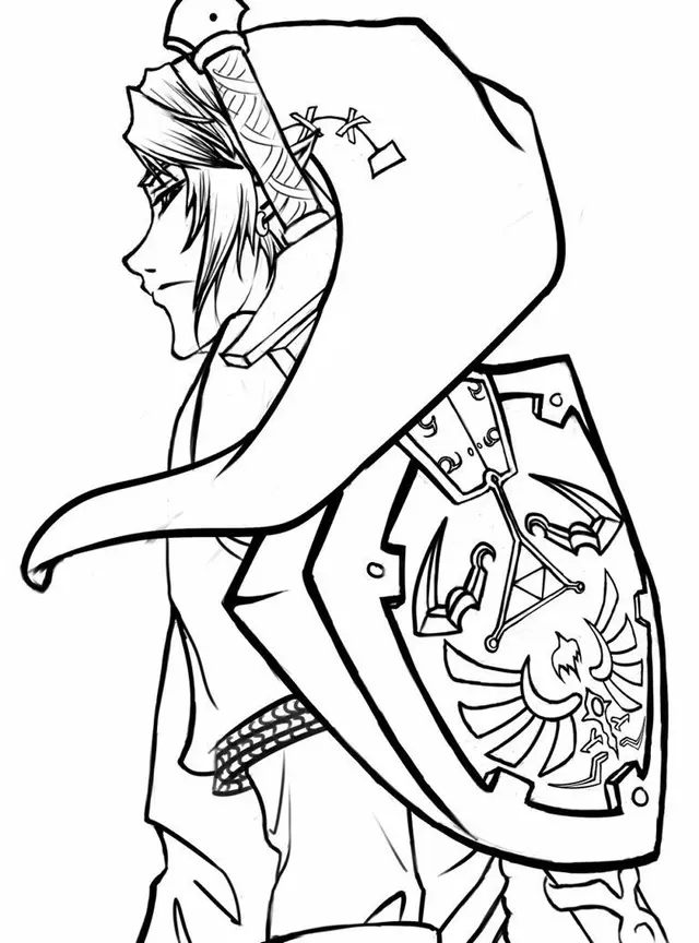 Coloriage Link brandissant l'Épée de légende - Zelda à imprimer