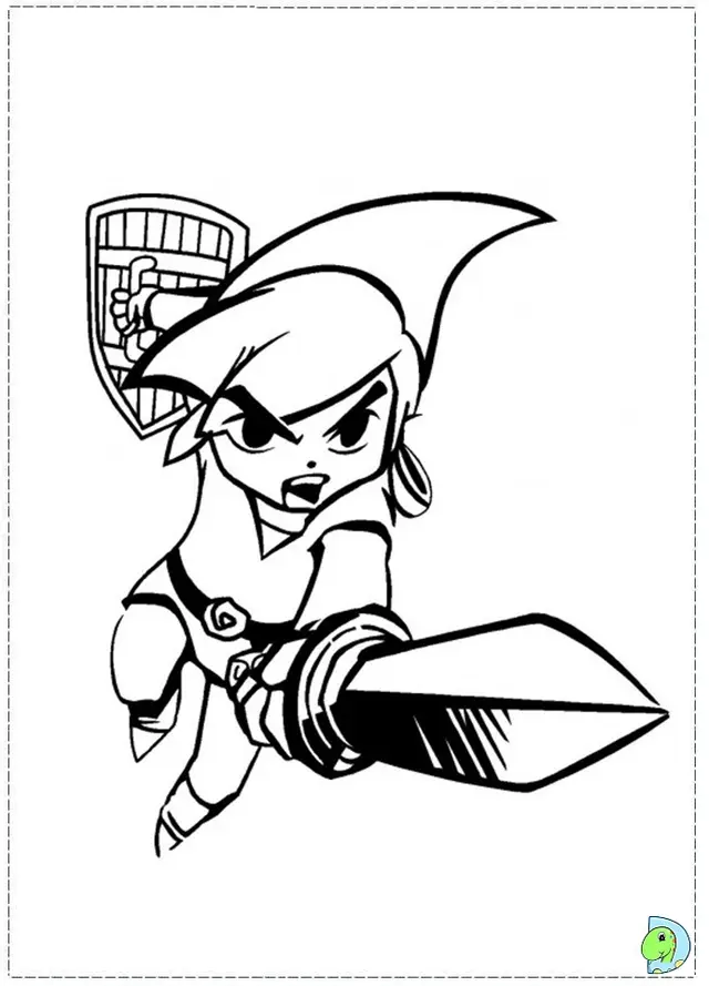 Coloriage Link en quête dans Zelda - Zelda à imprimer