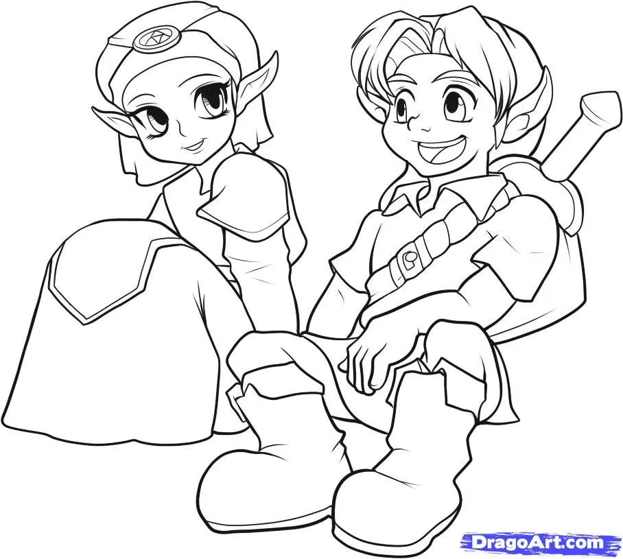 Coloriage Link brandissant l'épée de légende - Zelda à imprimer