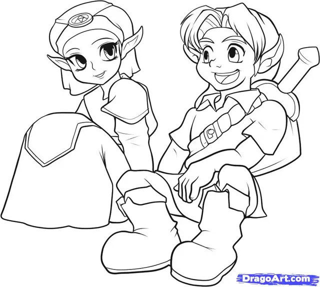 Coloriage Link brandissant l'épée de légende - Zelda à imprimer