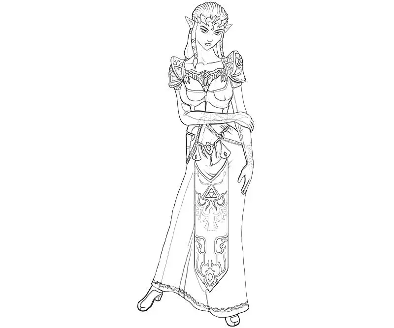 Coloriage Princesse Zelda dans son château magique - Zelda à imprimer