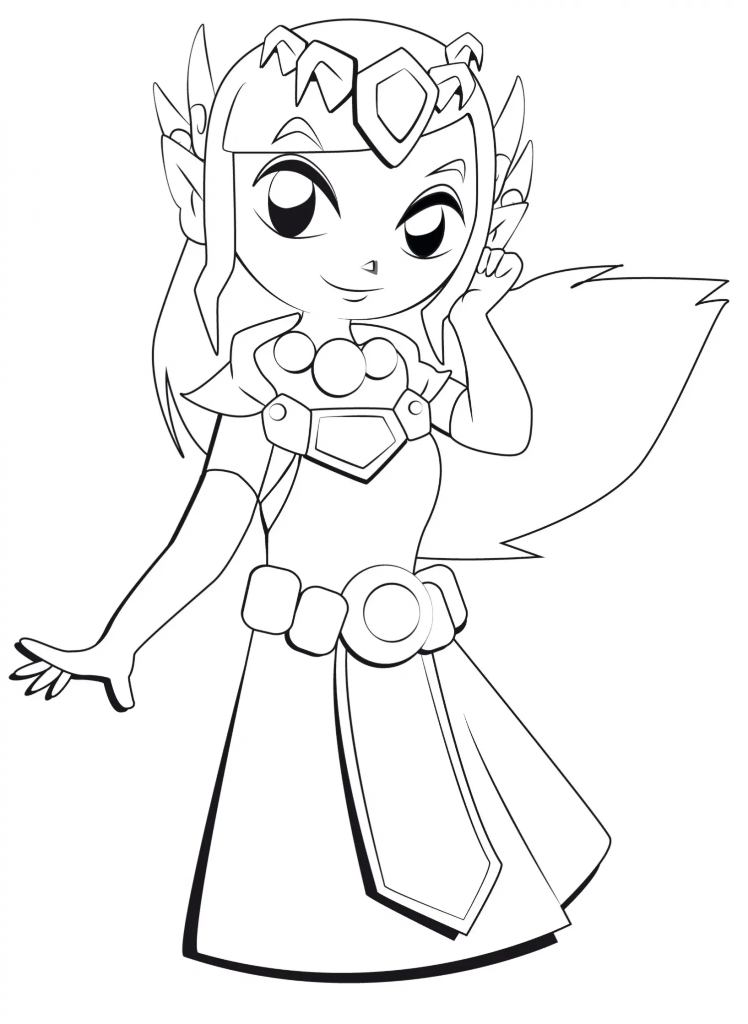 Coloriage Zelda Princesse du Royaume - Zelda à imprimer