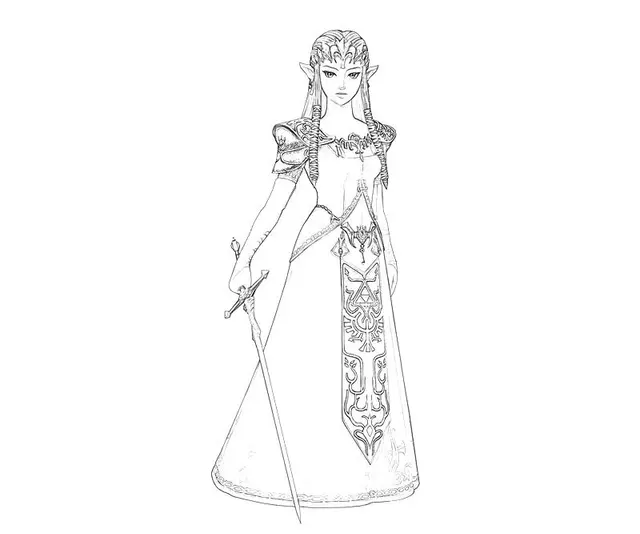 Coloriage Zelda la princesse royale - Zelda à imprimer