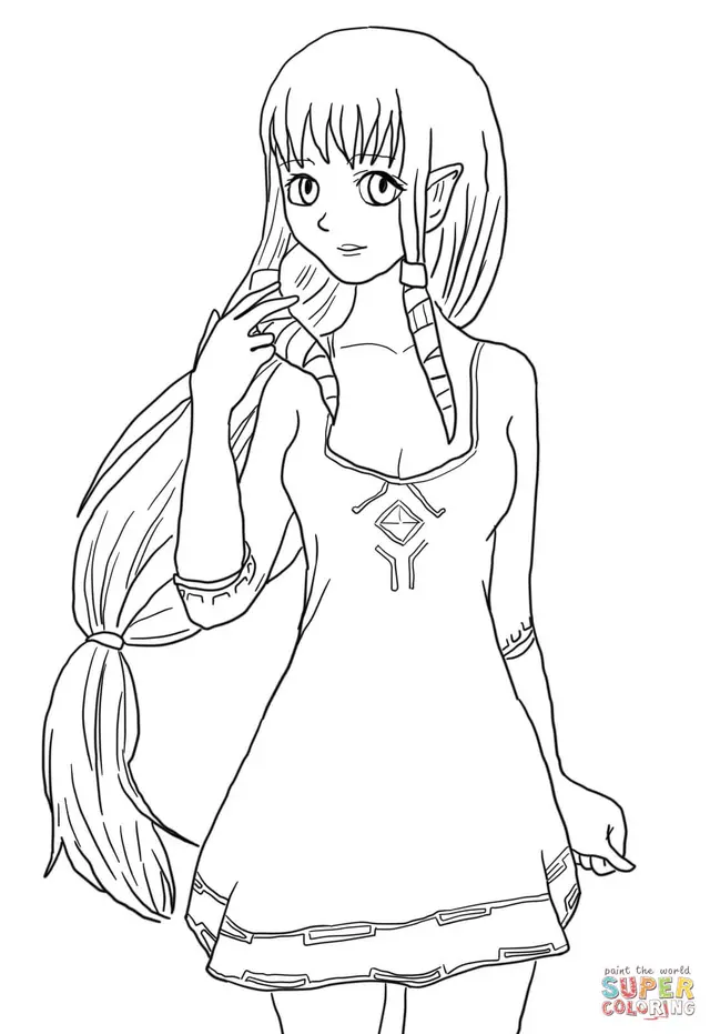 Coloriage Link explorant les terres d'Hyrule - Zelda à imprimer