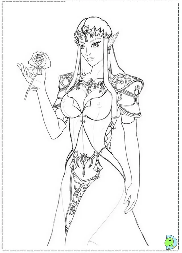Coloriage Link avec le Triforce magique - Zelda à imprimer