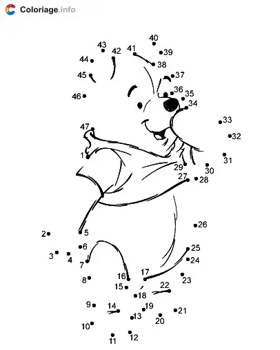 Connect the Dots: Winnie the Pooh coloring page to print