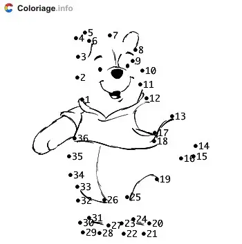 Connect the Dots: Draw Winnie the Pooh coloring page to print