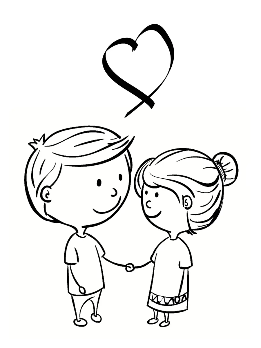 Coloriage Deux Amoureux Saint Valentin - Saint-Valentin à imprimer