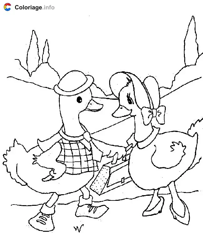 Two Ducks coloring page to print
