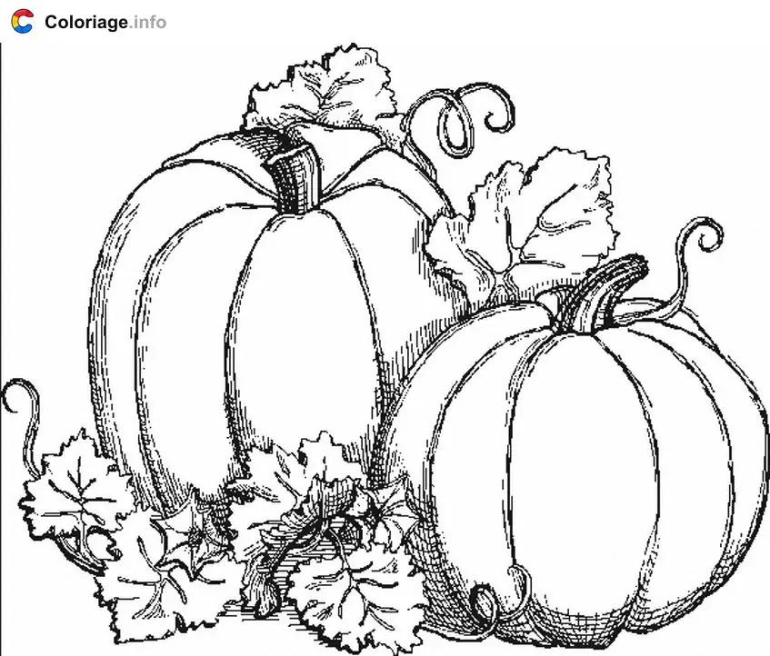 Coloriage Deux citrouilles - Automne à imprimer