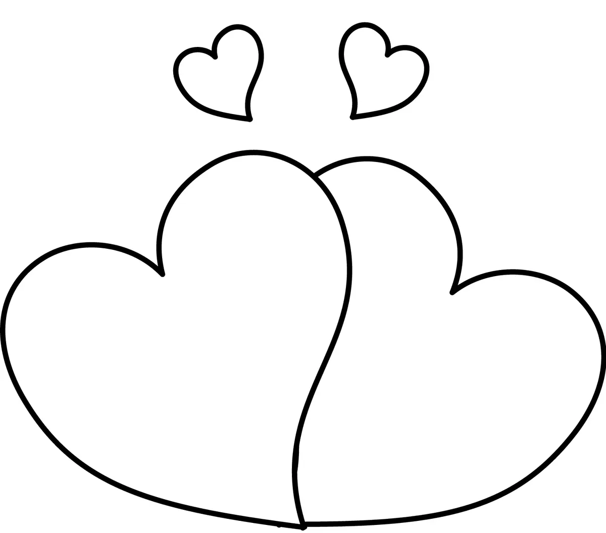 Ausmalbild Zwei Herzen in Liebe zum Ausdrucken