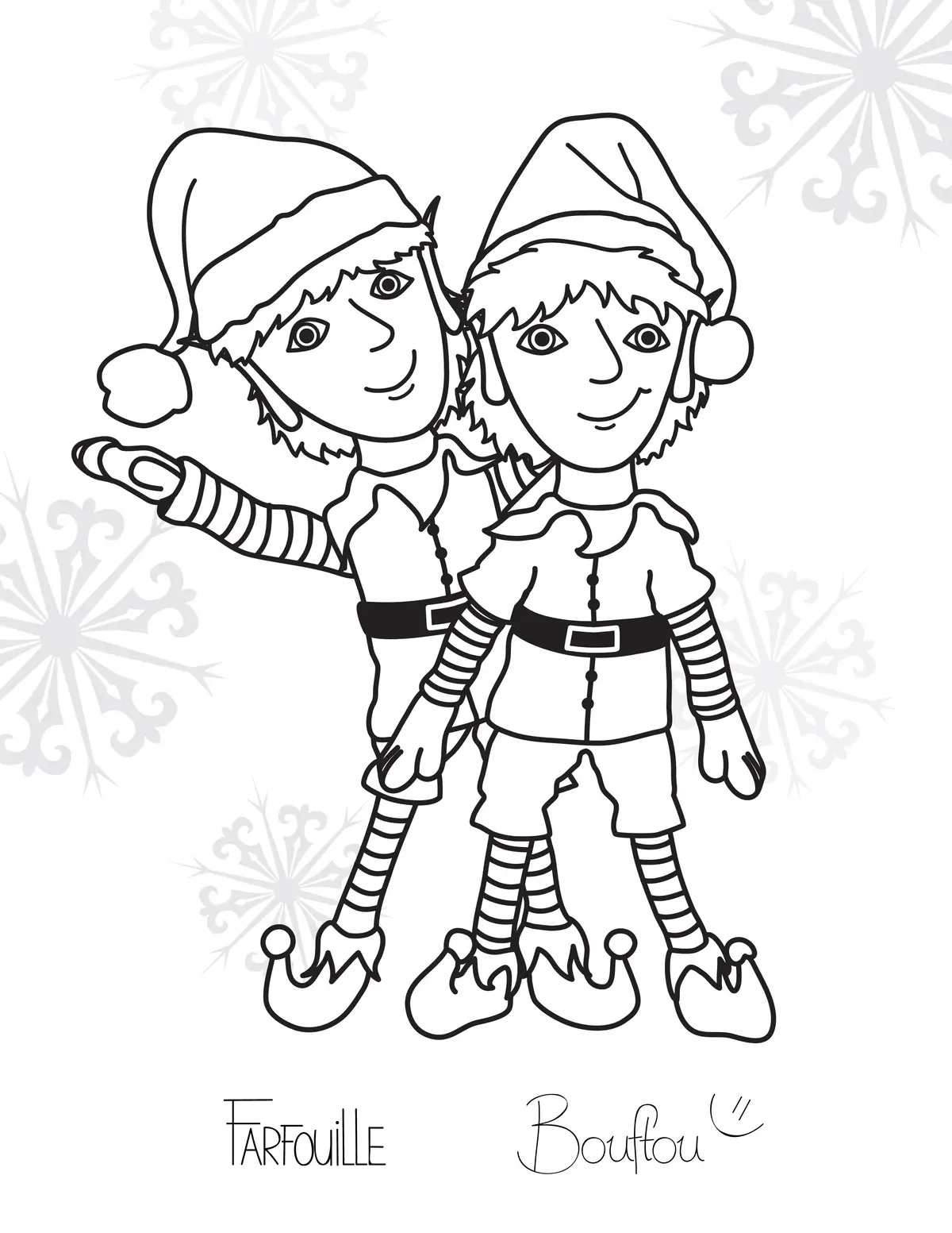 Kleurplaat Twee Identieke Kerstkabouters om te printen