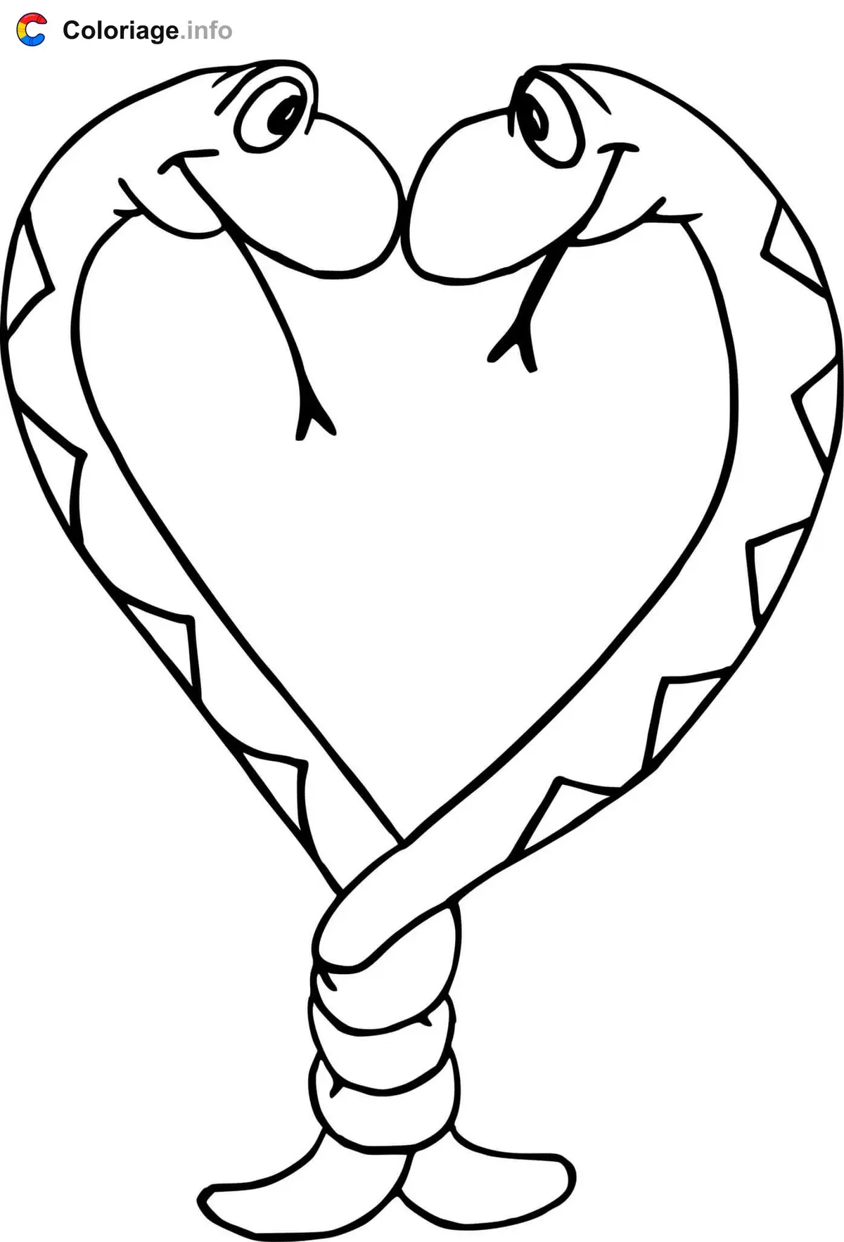 Disegno di Due serpenti che formano un cuore da stampare